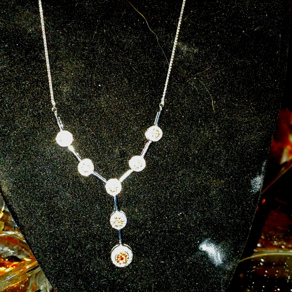 14k white gold diamond drop necklace